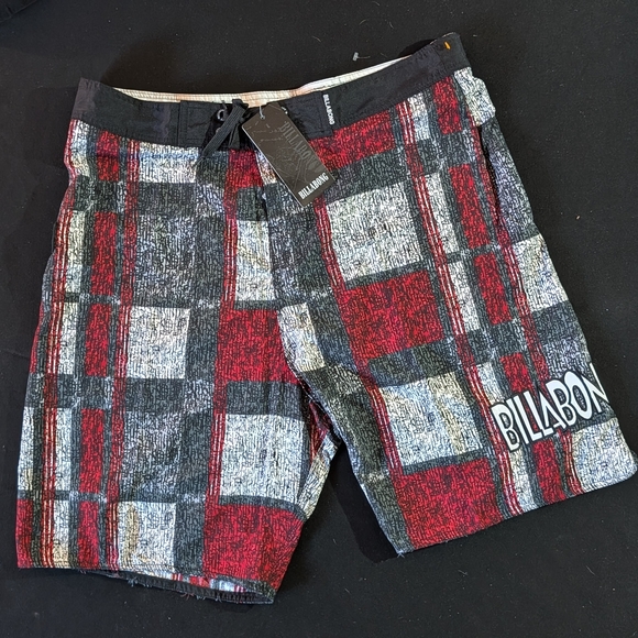 Billabong Other - Billabong Board Shorts Men's Plaid Red Black White Gray Size 36 NWT